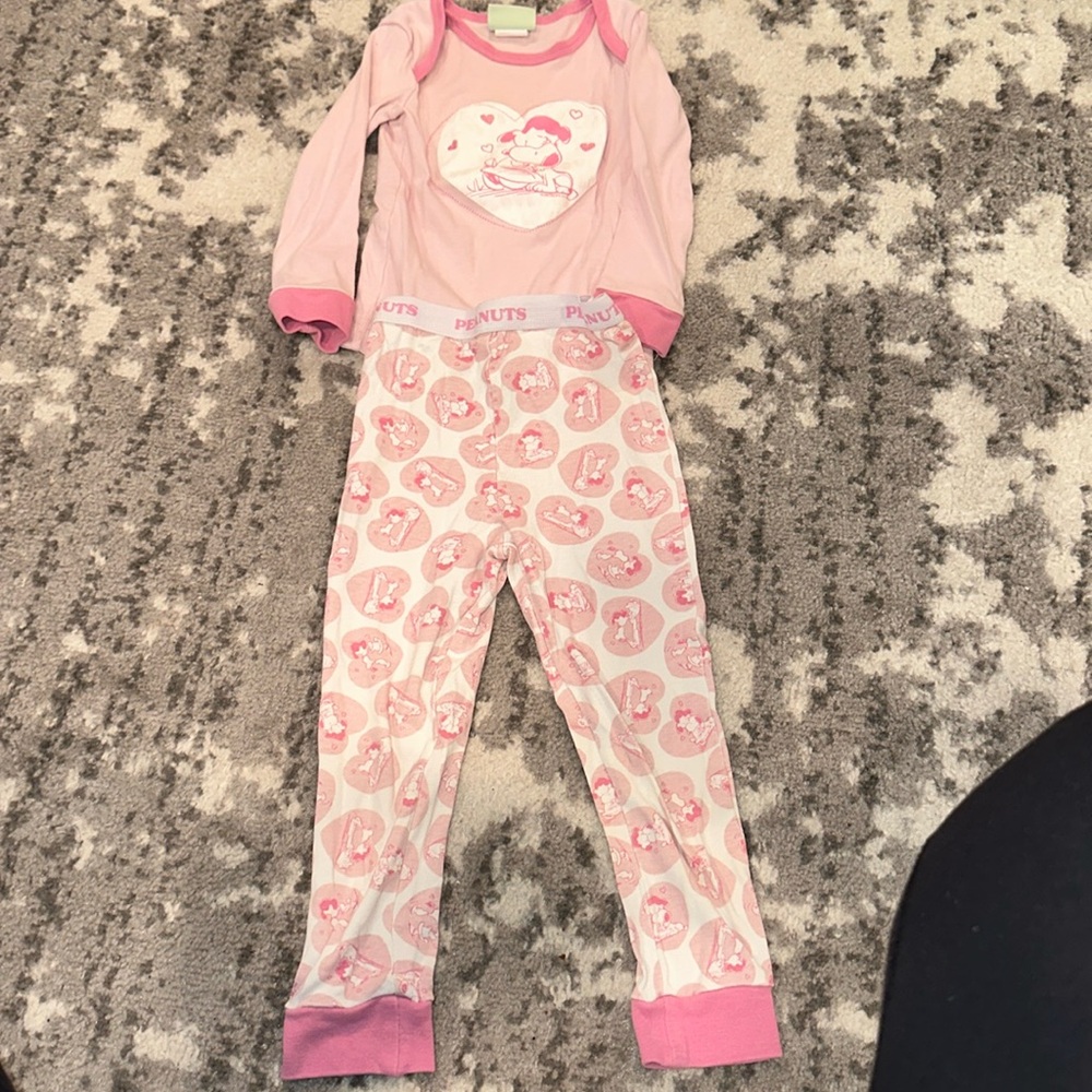 Vintage Snoopy girls 3T pajama set pink